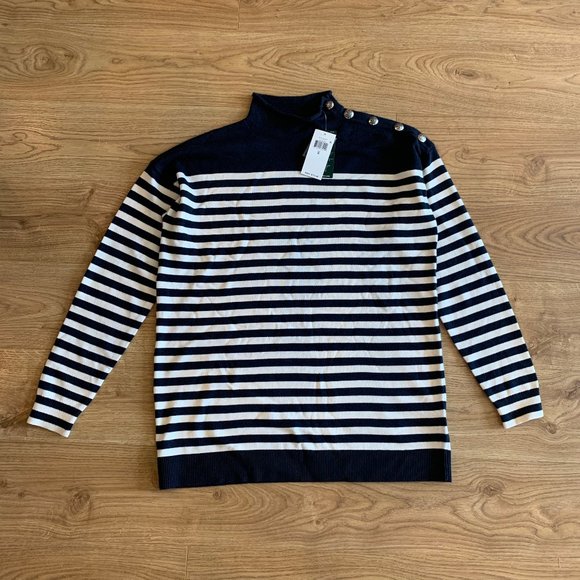 Lauren Ralph Lauren Navy White Striped Sweater - Picture 1 of 11